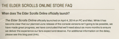 Elder Scrolls Online Console Delayed